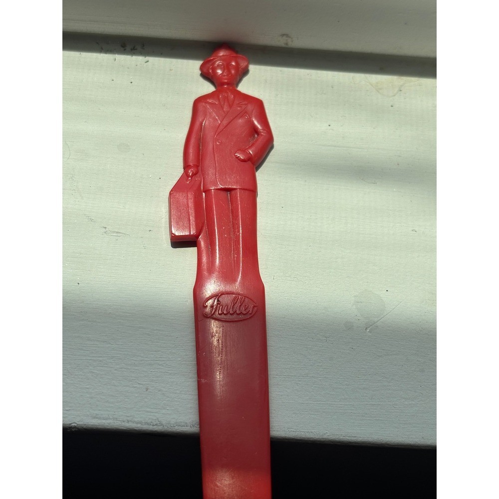 Vintage Fuller Brush Man Red Plastic Letter Opener Advertising Collectible Desk